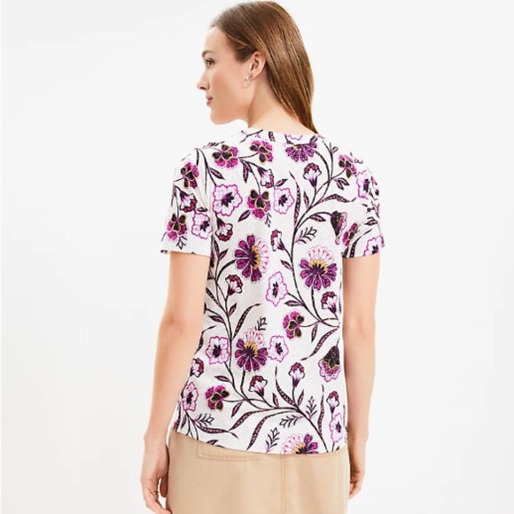 LOFT Botanical Everyday Crew Tee, Size XL, NWT - Picture 3 of 12